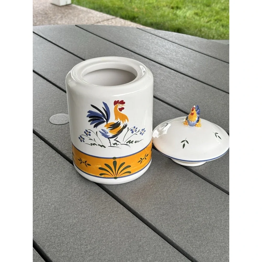 Avon The Provençal Chicken Rooster Canister w/lids 10 Inch Vintage Cottagecore